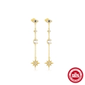 Orecchini pendenti in argento S925 placcato oro con occhio greco e stella - Stella Ottagonale Malocchio Nappa (Oro #5)