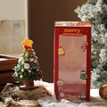 Handmade crochet Christmas tree decor with colorful ornaments in a red festive gift box - Gift Box With Light String / Dark Green