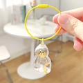 Orange cat face charm in transparent capsule with yellow wire loop keychain - New Box - Siamese Cat