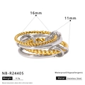 Detailed size specifications for stackable 18K gold plated stainless steel ring set - US 7 / Multi-layer Textured Twist Bead Style (NB-R24405)