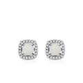 Pendientes cuadrados de plata S925 con ópalo blanco sintético y halo de circonitas - Plata 925 / Estilo Cuadrado (RHE2099)