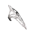 Macro detail of silver zircon-studded fingernail ring with liquid metal texture - Irregular Nail Ring (4410) / White Gold
