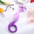 Extension per capelli ricci viola per bambine con fiocco a nastro e strass lucente - sfumatura viola
