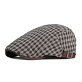 Klassische braune Schiebermütze mit Karomuster und verstellbarem Riemen im Brit-Stil - Verstellbar (55-60cm) / Kaffeebraun