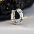 S925 sterling silver hoop earring with unique rock texture finish in classic silver color - 925 Silver / White Gold