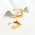Minimalist square hollow geometric earrings with high-polish 18k gold plated finish - Gold Square