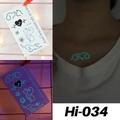 Glow-in-the-dark blue luminous tattoo stickers featuring hearts and butterflies model Hi-034 - Hi-034 (Pet Footprints)
