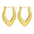 Chic gold-plated V-shaped hoop earrings with textured embossed pattern for women - V-Shape Pitted Embossed