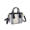 Striped canvas small crossbody bag in navy and grey with adjustable leather strap - Blue