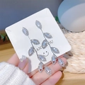 Orecchini a nappa in argento con foglie di cristallo per un look da sera sofisticato - Frangia a Serie di Foglie con Zircone Argento (E0094 Argento)