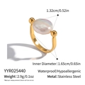 Detailed size specifications for the 18K gold plated stainless steel baroque pearl ring - Baroque Pearl U-Shaped Style (YYR025440)