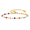Colorful beaded bracelet with amber-style square stones and gold accents for women - BR-2132G Bracelet-Multi-color Cube Beads