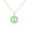 Detailansicht der mintgrünen Evil-Eye-Halskette mit goldener Kette und Emaille-Finish - 20867-Minzgrünes Emaille / Minzgrün