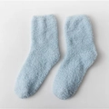 Thick light blue coral fleece mid-calf socks for women featuring soft warm fabric - One Size / Aqua