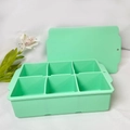 Light green 6-cell food-grade silicone ice cube tray with lid and 100ML capacity - 6 Cavities (No Lid) / Green