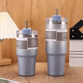 Sparkly grey glitter 20oz and 30oz stainless steel tumblers with straws and BPA-free lids - 30oz / Diamond Paint Blue