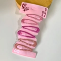Sparkly pink gradient hair clip set of 6 on card, perfect for little girls' styling - Pink Series