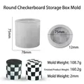 Moule en silicone boîte damier ronde avec couvercle, texture 3D et diamètre de 75 mm - Moule de Boîte de Rangement Ronde en Damier