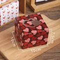 Scatola regalo quadrata marrone con cuori e finestra, dimensioni 10x10x7,5cm per San Valentino - LOVE YOU Cuori Rossi