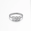 Silver adjustable stainless steel ring featuring a gothic 999 angel number design - 999 Steel