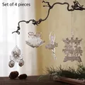 Set of 4 acrylic Christmas pendants featuring pumpkin carriage and glitter details - Set of 4: Dancer Bell Carriage Carousel