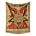 Detailed macro view of the Devil tarot card tapestry with dark red art mystery symbols - The Devil (ZJ606-13) / 73X95CM (Brushed Fabric)
