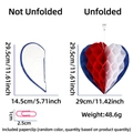 3D heart honeycomb paper lantern in red white and blue with clip for July 4th decor - 30cm Red White Blue Heart Ball