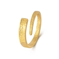 Minimalist 925 sterling silver ring in golden matte frosted spiral texture design - Adjustable Open / Gold