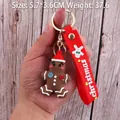 Brown gingerbread man PVC keychain with red Christmas lanyard for holiday bags - Christmas Gingerbread Man-3
