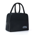Insulated black lunch bag with durable oxford cloth and convenient front pocket storage - Black