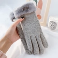 Guanti invernali in maglia grigia con bordo in pelliccia sintetica e touch screen - Taglia unica / Grigio Lana Caldo
