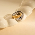 Two-tone geometric adjustable open ring in gold and silver finish for women - Gold 146
