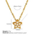 Collana con ciondolo a stella dorata in acciaio inossidabile e perle bianche eleganti - Stile Stella a Cinque Punte (XL225) / Oro