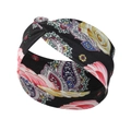 Fascia incrociata in tessuto nero con motivi floreali e paisley multicolore - FD035 Stampato Nero