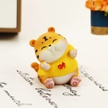 Cute yellow tiger resin ornament with lucky Chinese character for car and cake decor - 2732-2A Mini Sitting Fat Tiger Wealth