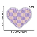 Purple and white checkered heart embroidered patch for clothing with 4.5x5.2cm dimensions - Heart Patch 8# (Purple and White)