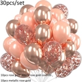 30pcs set of rose gold confetti and metallic balloons for birthday party decoration - Rose Gold and Rose Gold Confetti Combination (With Ribbon)