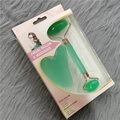 Green jade facial roller and gua sha set with massage tools in premium packaging - Green Roller Set