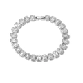 Silver tennis bracelet featuring rectangular cubic zirconia stones with a secure clasp - Clear Stone / Platinum Plated Bracelet