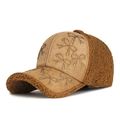 Winter plush baseball cap in brown featuring rhinestone bow accents and cozy fleece - Adjustable / Coffee
