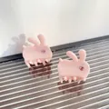 Pink acetate rabbit hair claw clip with crystal detail on a glass tray display - 2.5CM (Single) / Pink