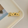 Cute yellow spotted cat hair clip in cartoon style made of polished acrylic material - Yellow