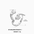 Adjustable silver hugging hands ring made of stainless steel with dimensions and weight - Hug Style (ZN005S)