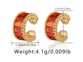 Επίχρυσο ear cuff C 18K με πορτοκαλί ζιργκόν και λεπτομέρειες από χρυσές χάντρες - Πορτοκαλί Κόκκινο