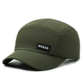 Army green 5-panel quick-dry baseball cap with laser-cut breathability and NY&JA logo - Adjustable / Army Green