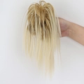 Messy buns claw clip hairpiece in platinum blonde with fluffy loose strands for women - Platinum Blonde Mixed