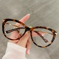 Occhiali cat-eye tartarugati con stanghette in metallo dorato e filtro luce blu - Montatura Tartaruga Asta Dorata - Lente Piano