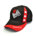 Black and red baseball cap featuring Edmonton text and maple leaf embroidery - Black Red Maple Edmonton