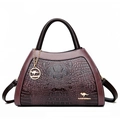 Sac à main élégant bordeaux à motif crocodile avec garniture dorée et bandoulière - Violet