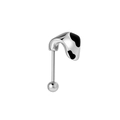 Titanium steel dog ear stud in silver finish with black cow print pattern and screw back - Left White Ear + Ball (A478-1)